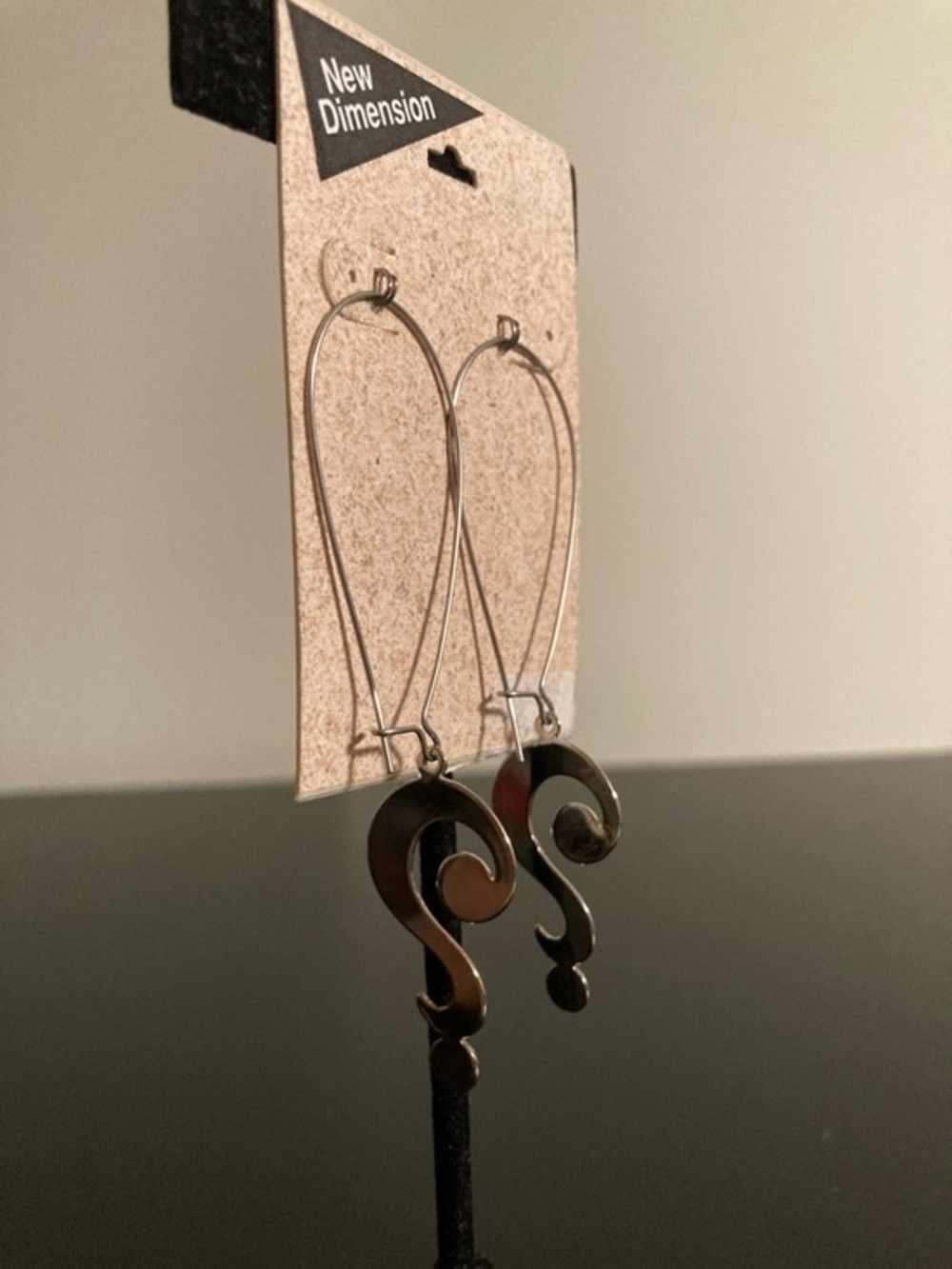 New Dimension Silver-tone Question Mark Drop Earrings